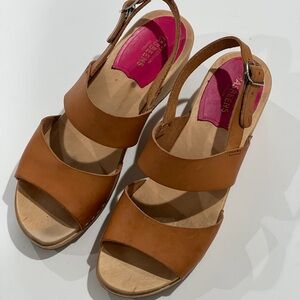 Swedish Hasbeens Tan Leather Sandals Size 36
